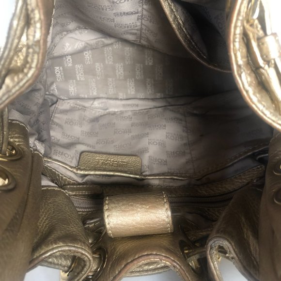 Michael Kors Gold Pebbled Leather Medium Hobo Bag - Authentic, Gently Used - Picture 11 of 13